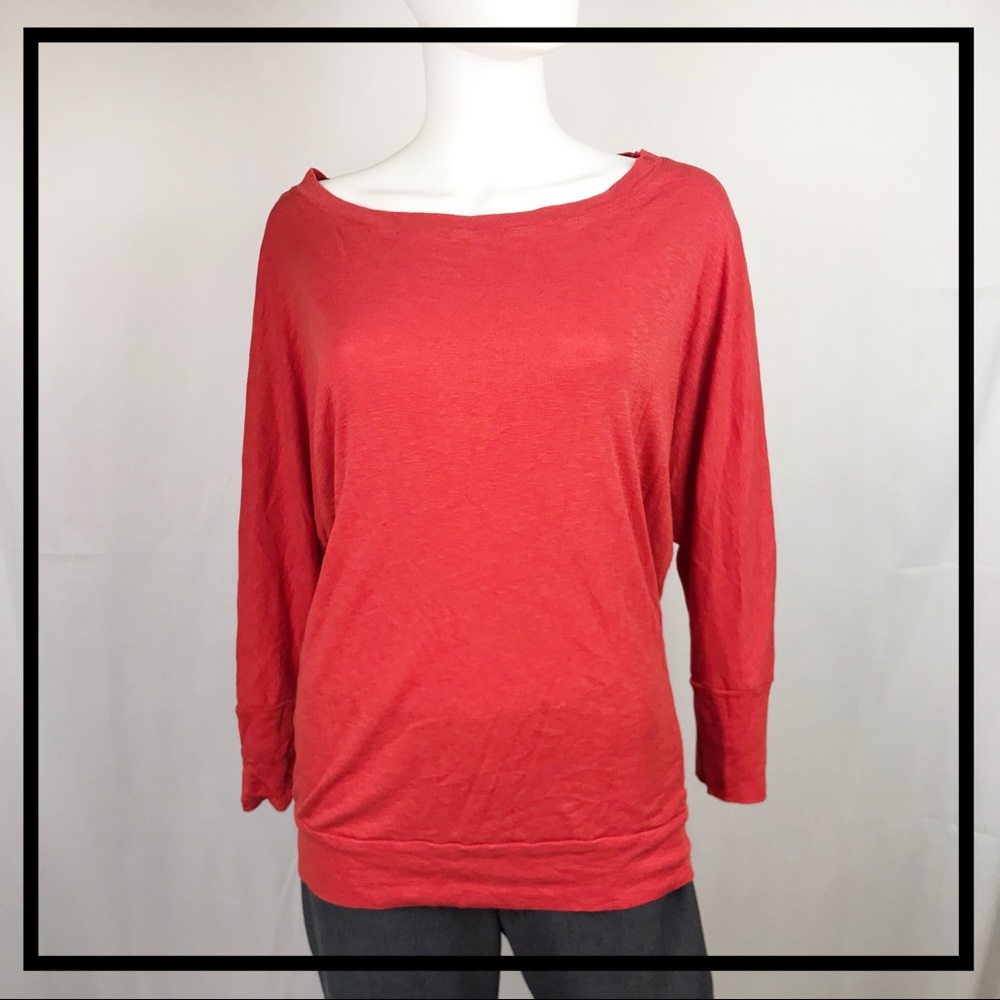 LUCY & LAUREL 3/4 Sleeve, Red Tee Size Large